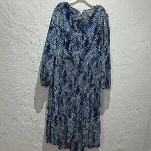 Joie Navy and White Long Sleeve Dress